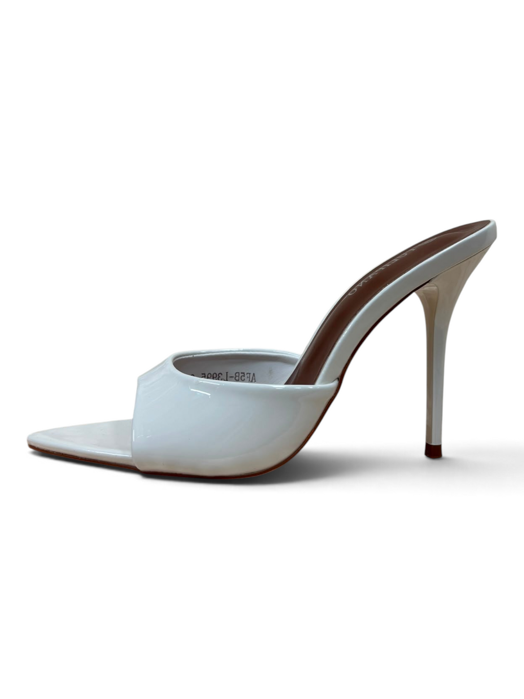 Sabot Bianco Vernice con Tacco a Spillo
