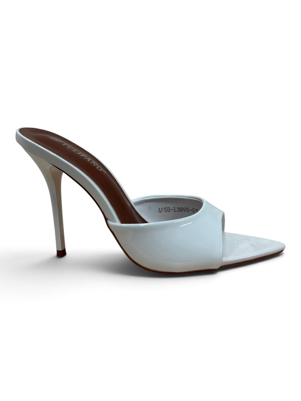 Sabot Bianco Vernice con Tacco a Spillo