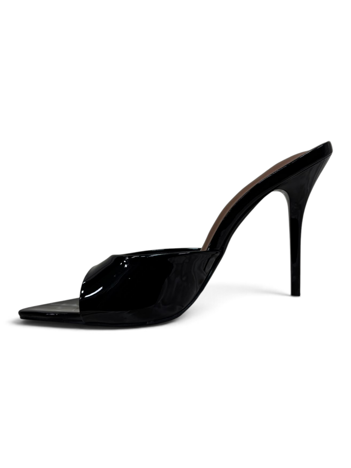 Sabot Nero Vernice con Tacco a Spillo