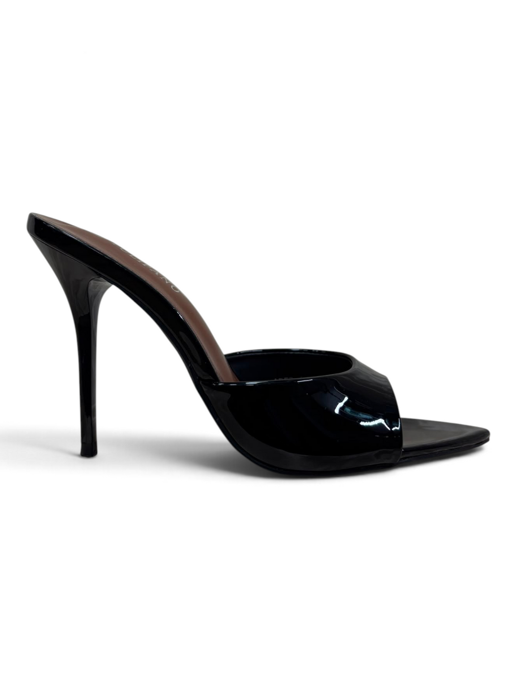 Sabot Nero Vernice con Tacco a Spillo