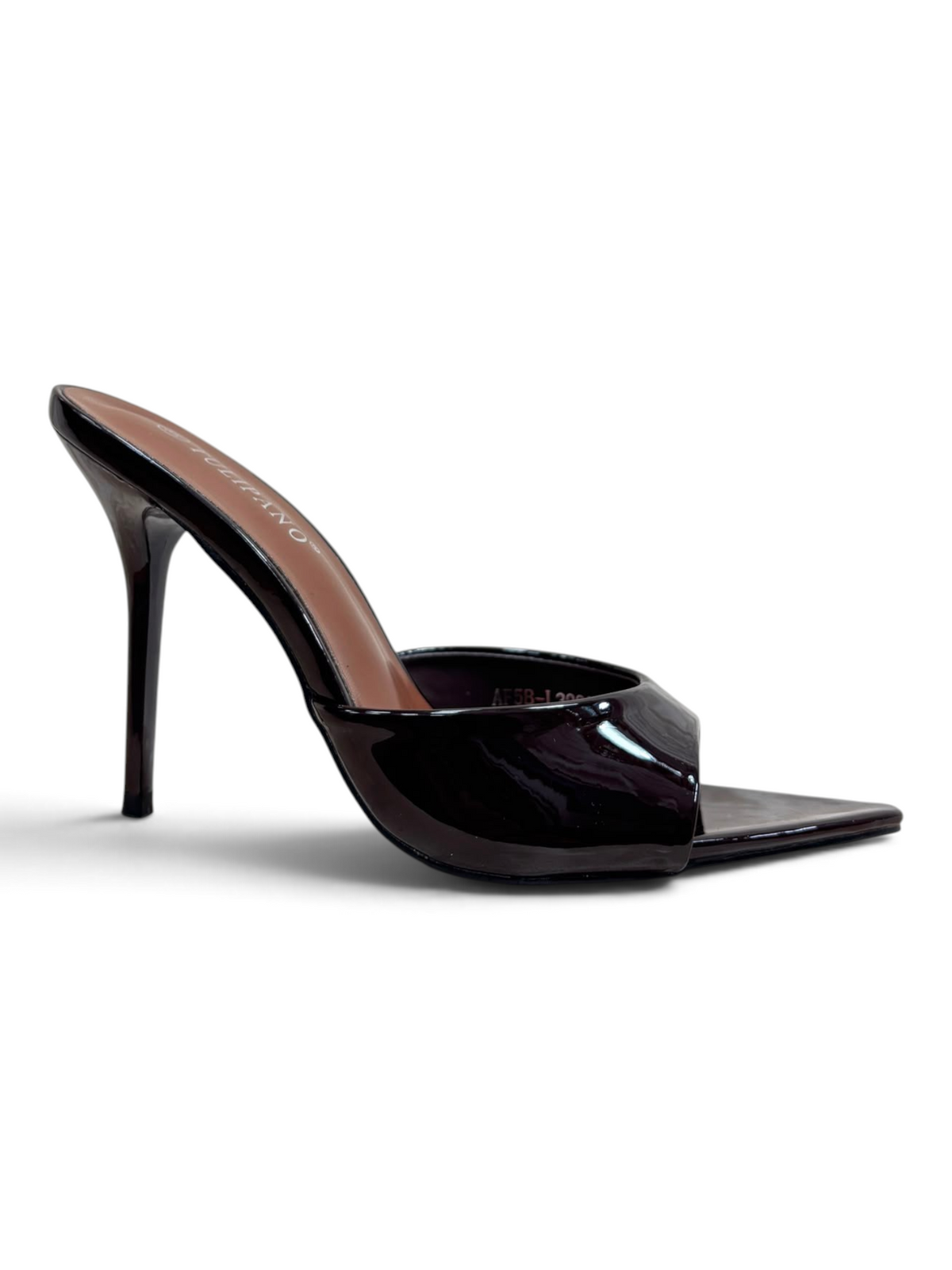 Sabot Marrone Vernice con Tacco a Spillo