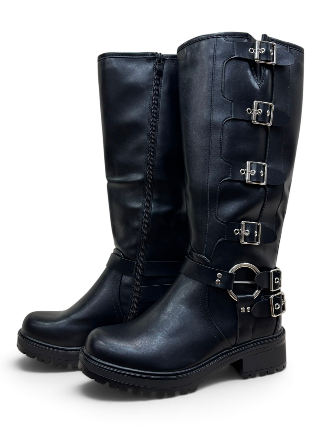 Stivale Rock Nero con Fibbie