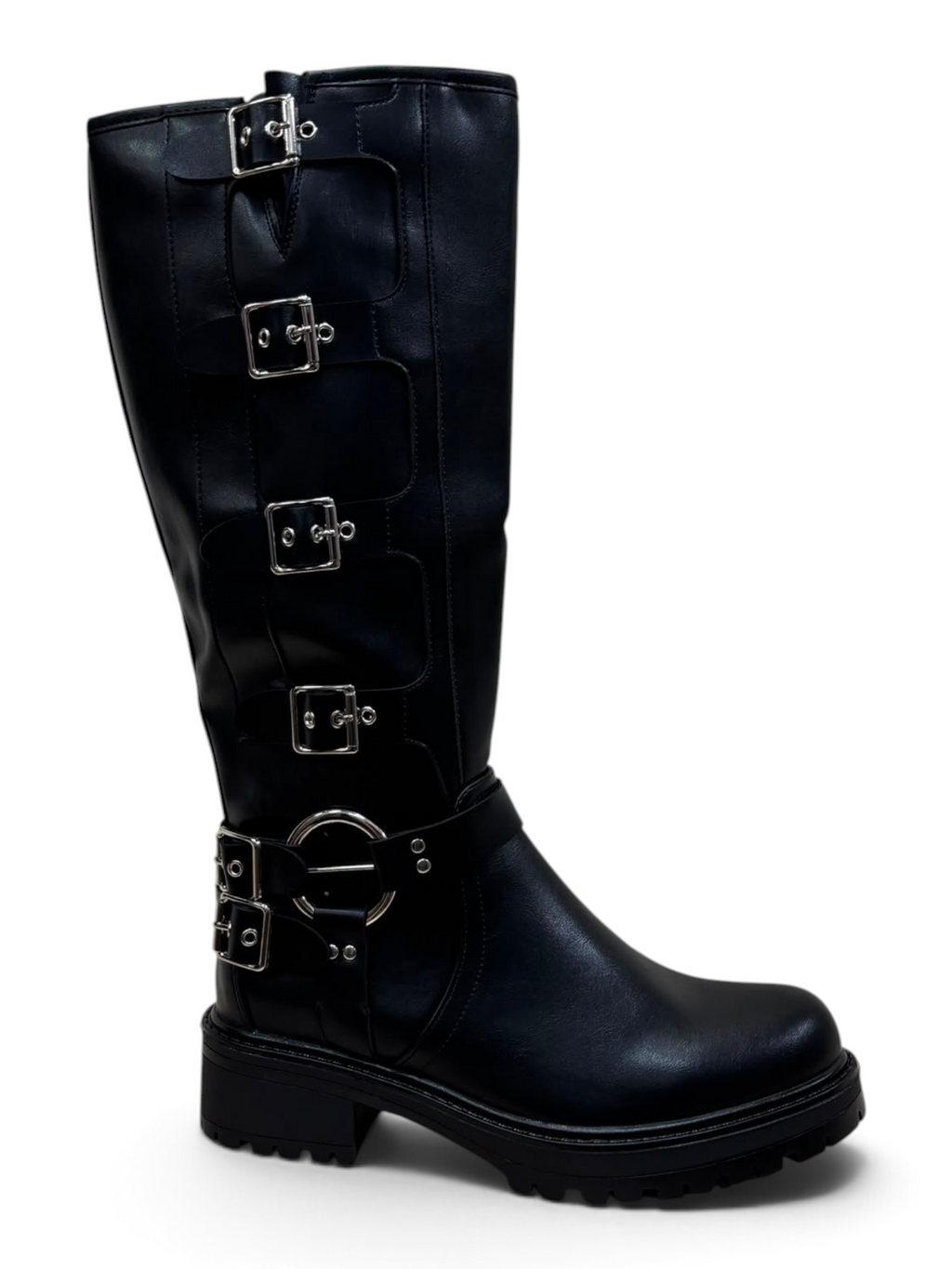 Stivale Rock Nero con Fibbie