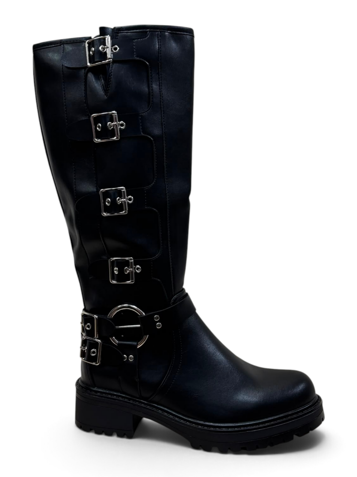 Stivale Rock Nero con Fibbie