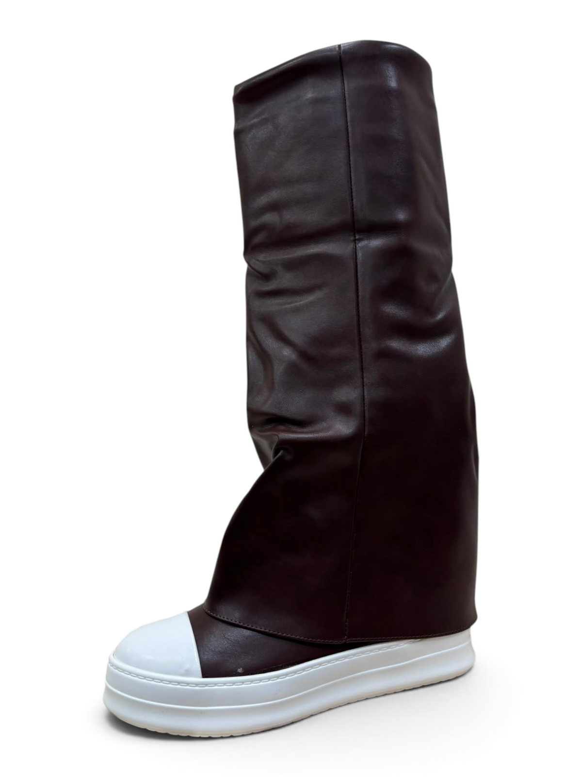 Stivale Biker Marrone con Fondo Bianco