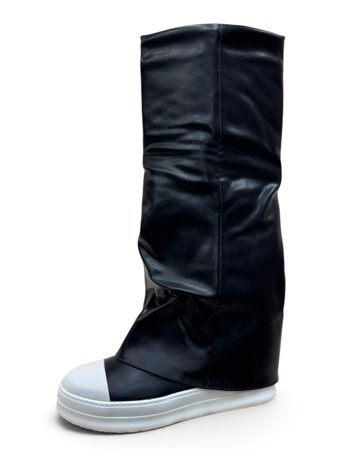 Stivale Biker Nero con Fondo Bianco