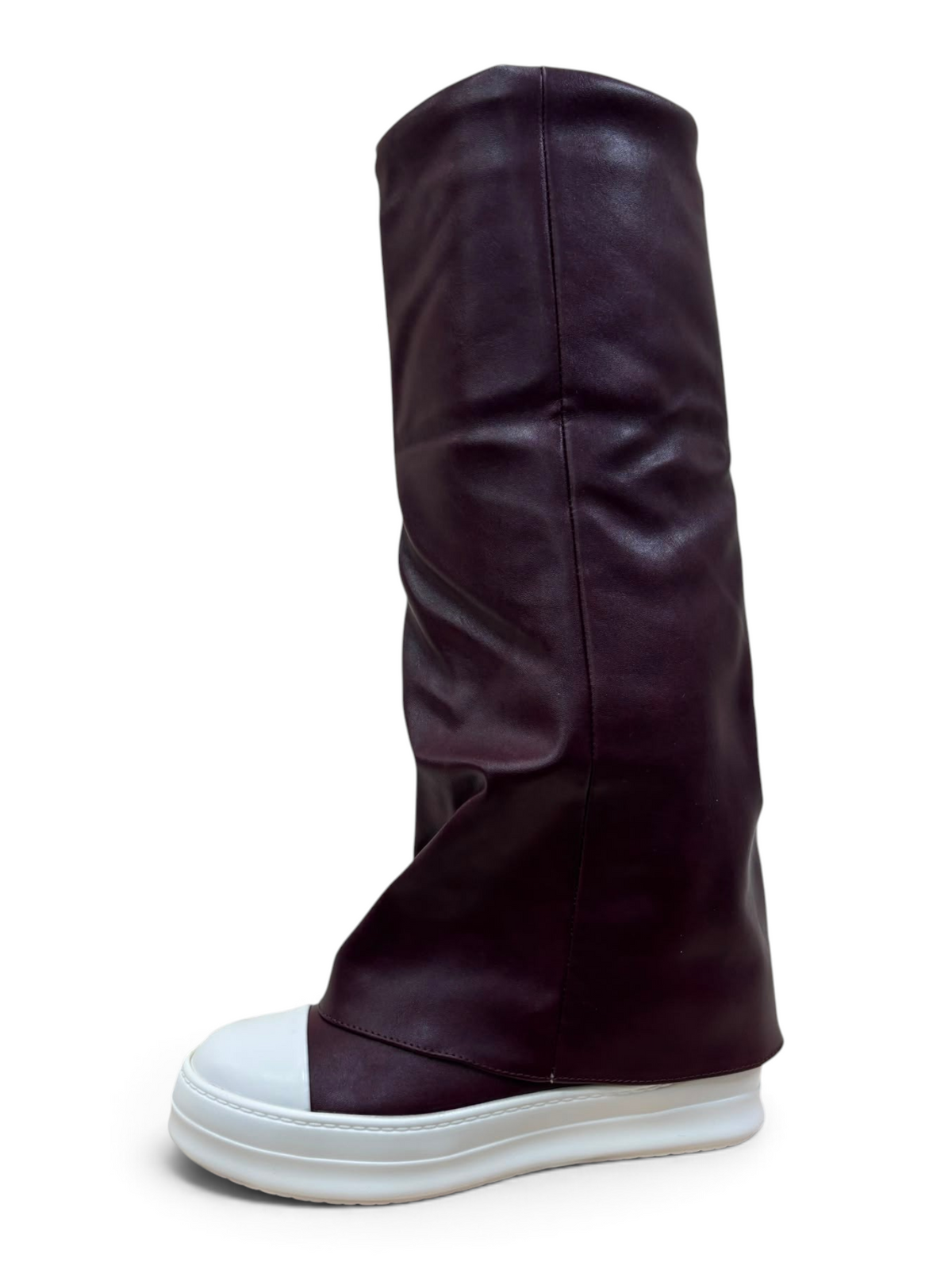 Stivale Biker Bordeaux con Fondo Bianco