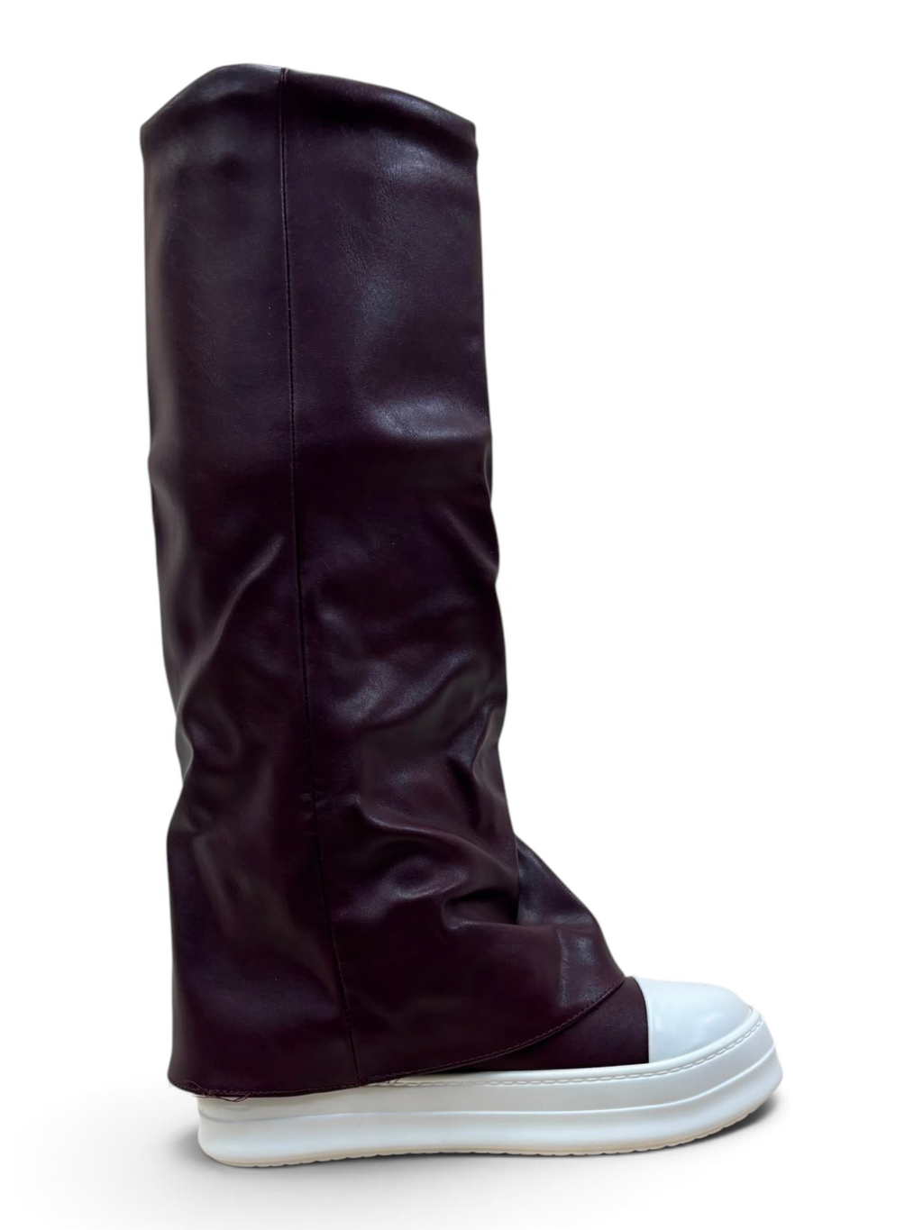 Stivale Biker Bordeaux con Fondo Bianco