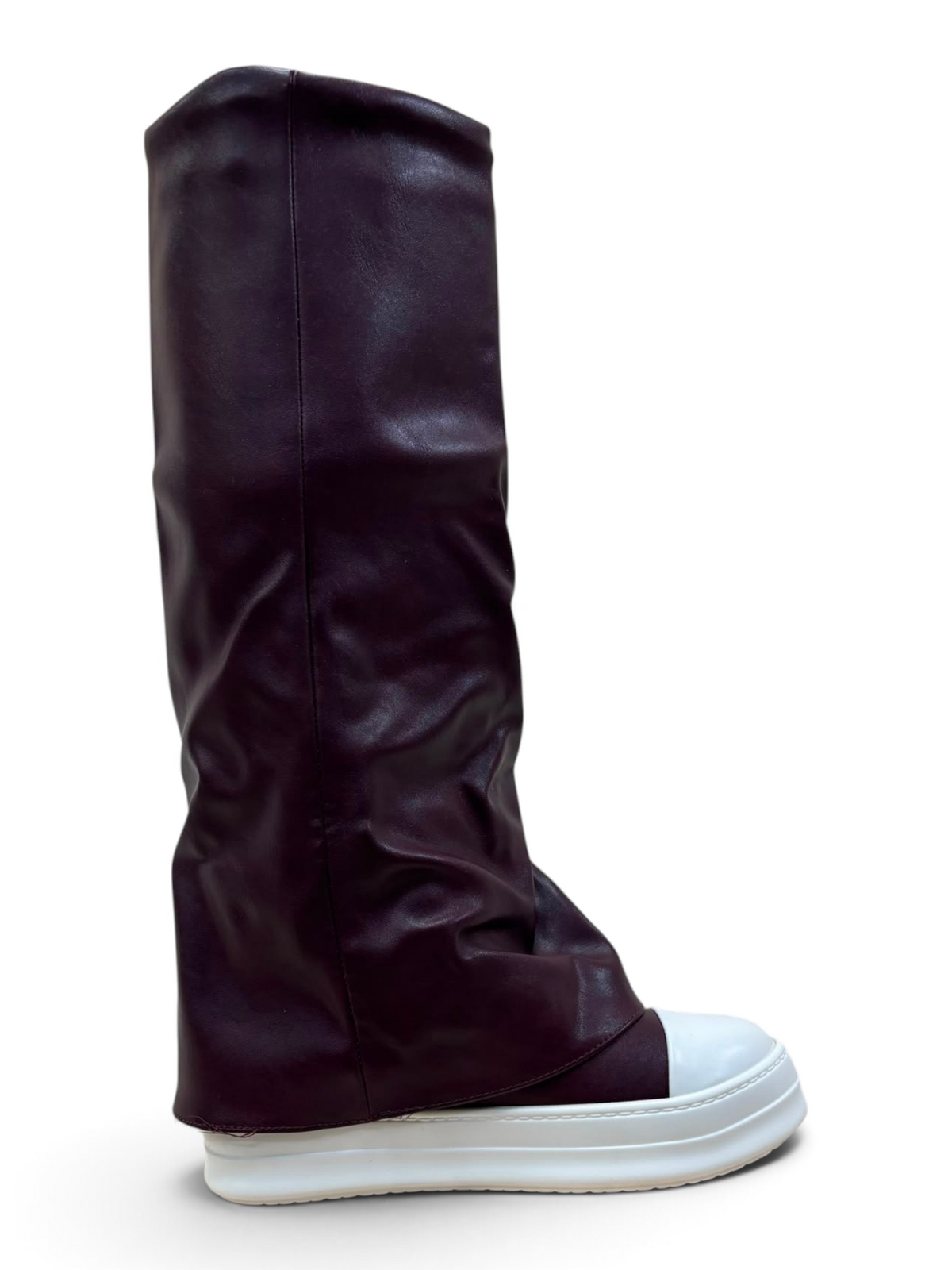 Stivale Biker Bordeaux con Fondo Bianco