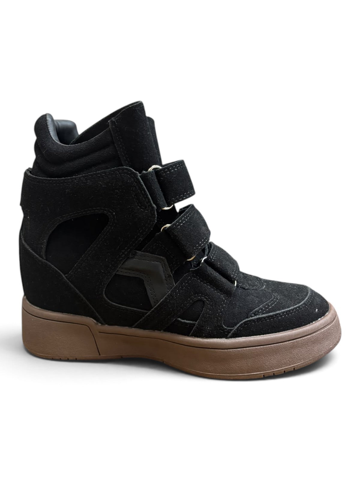 Sneakers Wedge Suede Nera