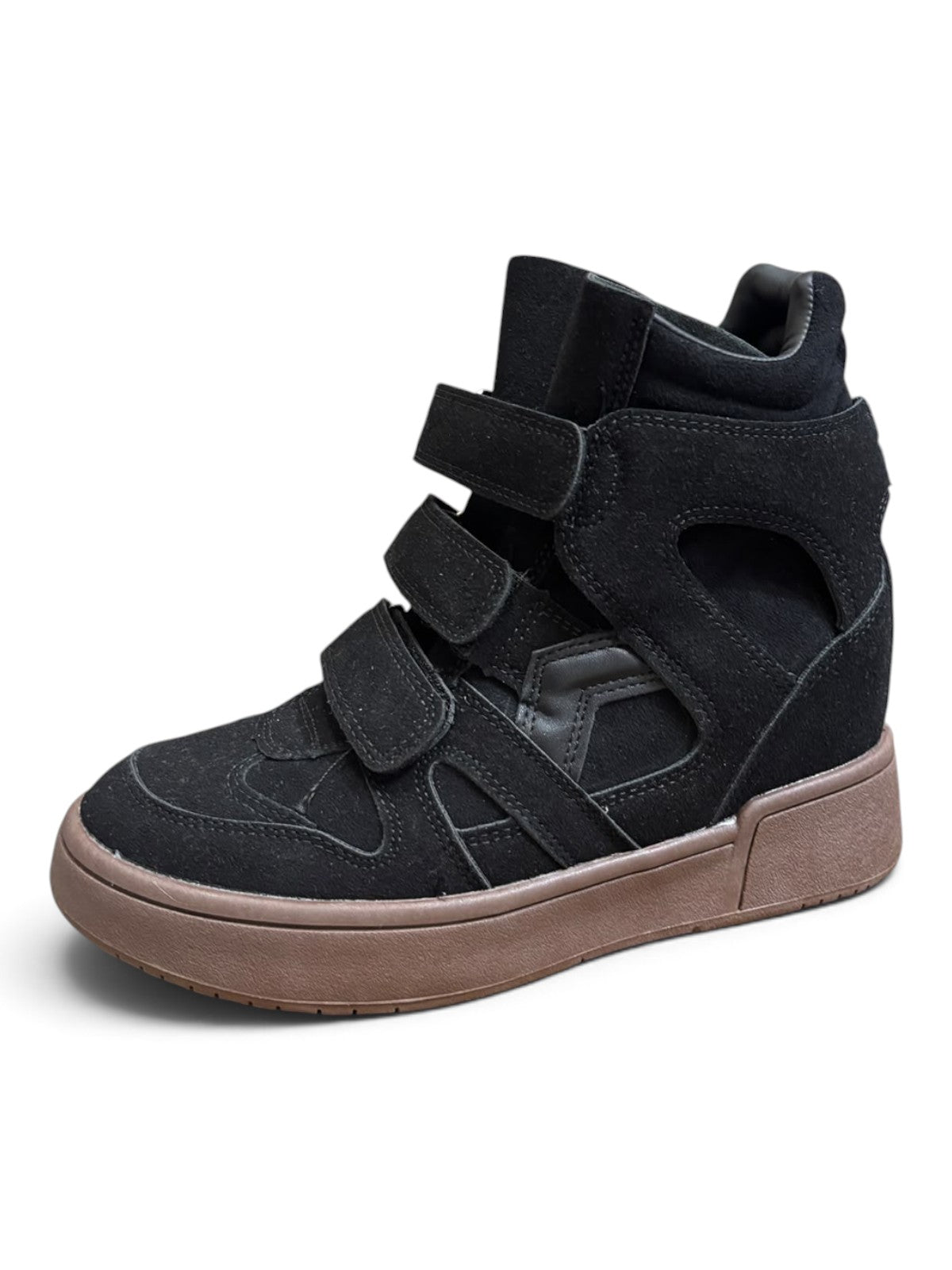 Sneakers Wedge Suede Nera