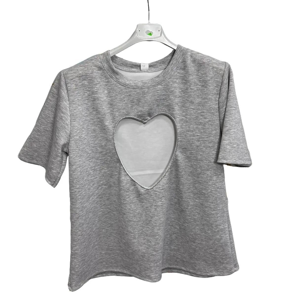 T-shirt Heart Grigia