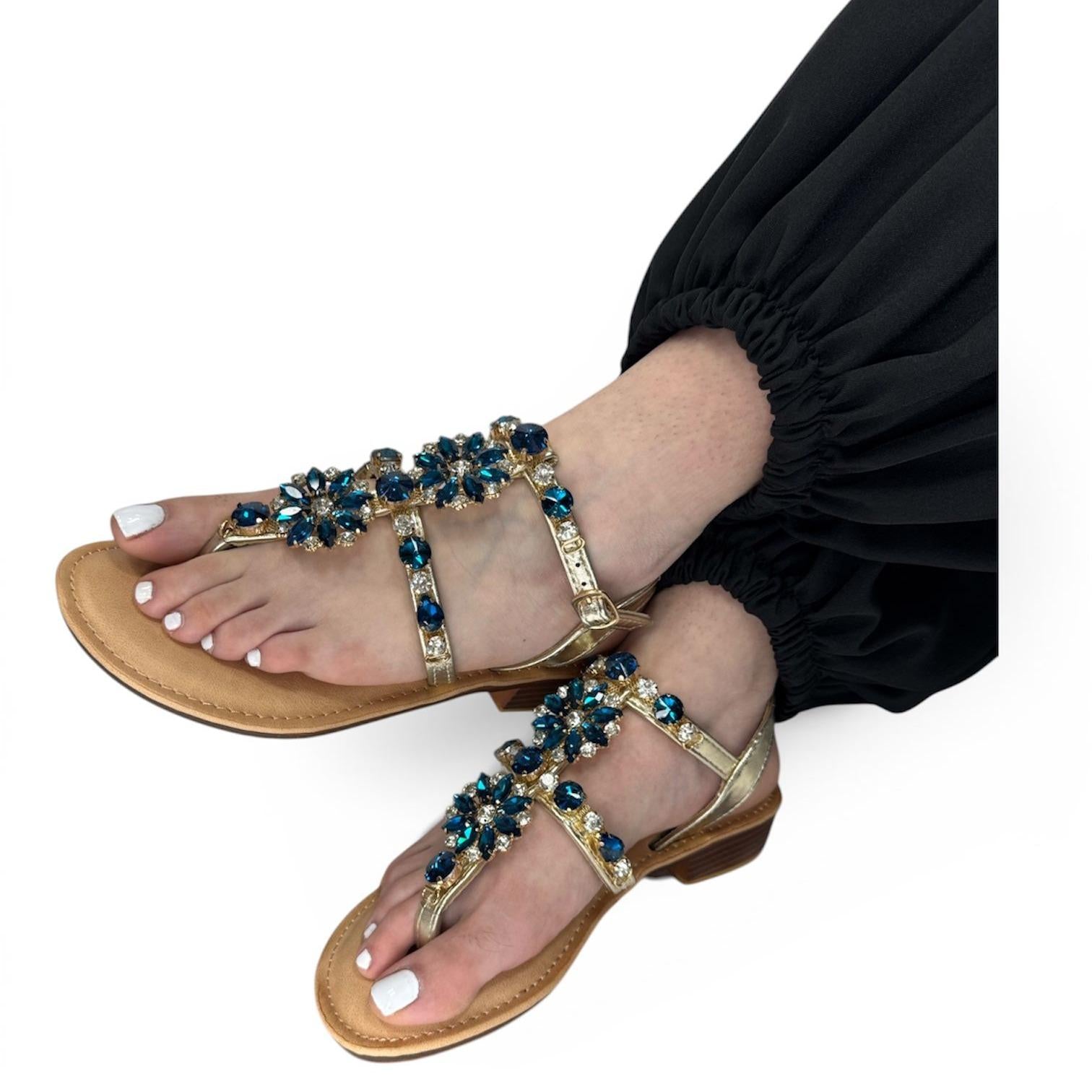 Sandalo Iwaki Blu/Oro