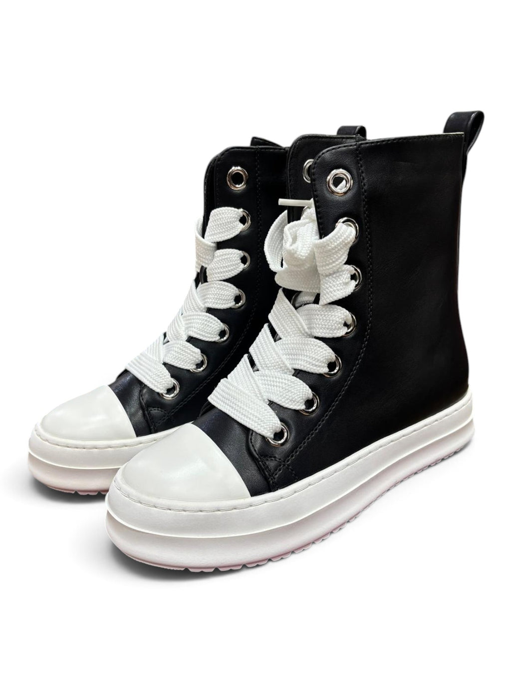 Sneakers High-Top Platform Nero & Bianco