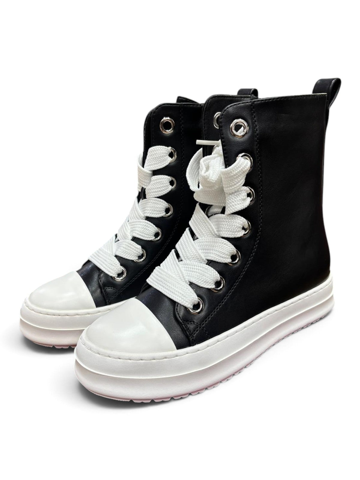 Sneakers High-Top Platform Nero & Bianco