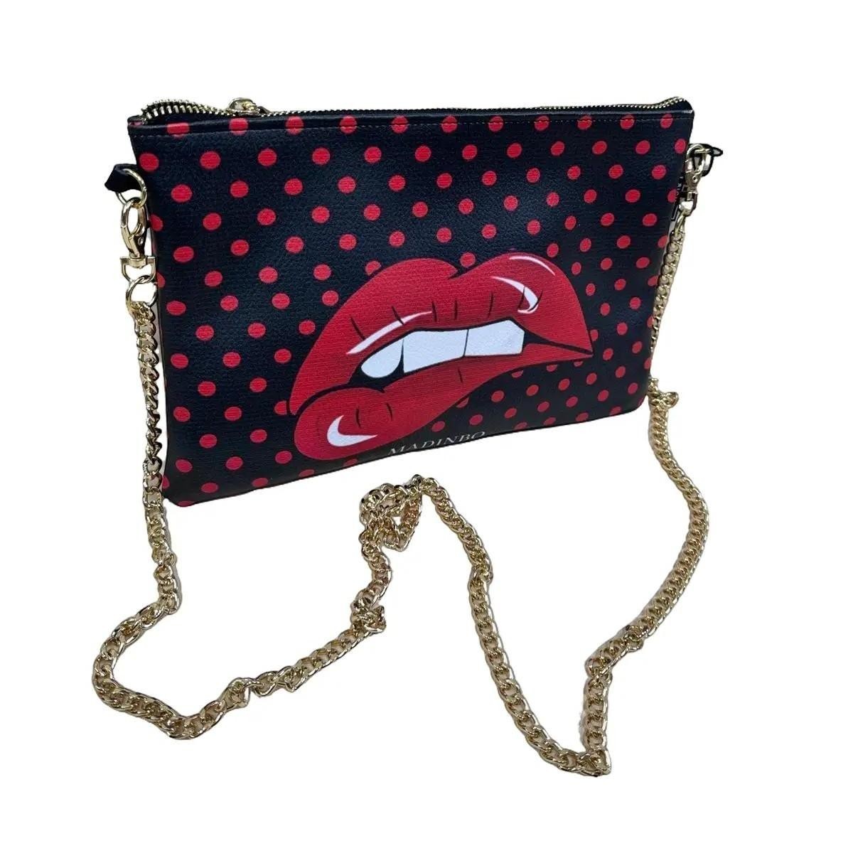 Pochette Cleopatra - Labbra sfondo nero pois