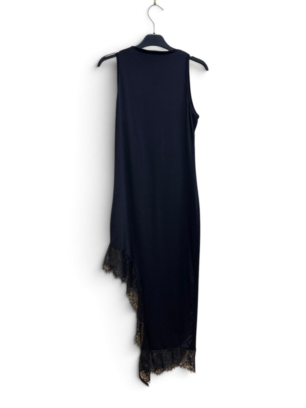 Abito Lungo Asimmetrico con Pizzo Nero