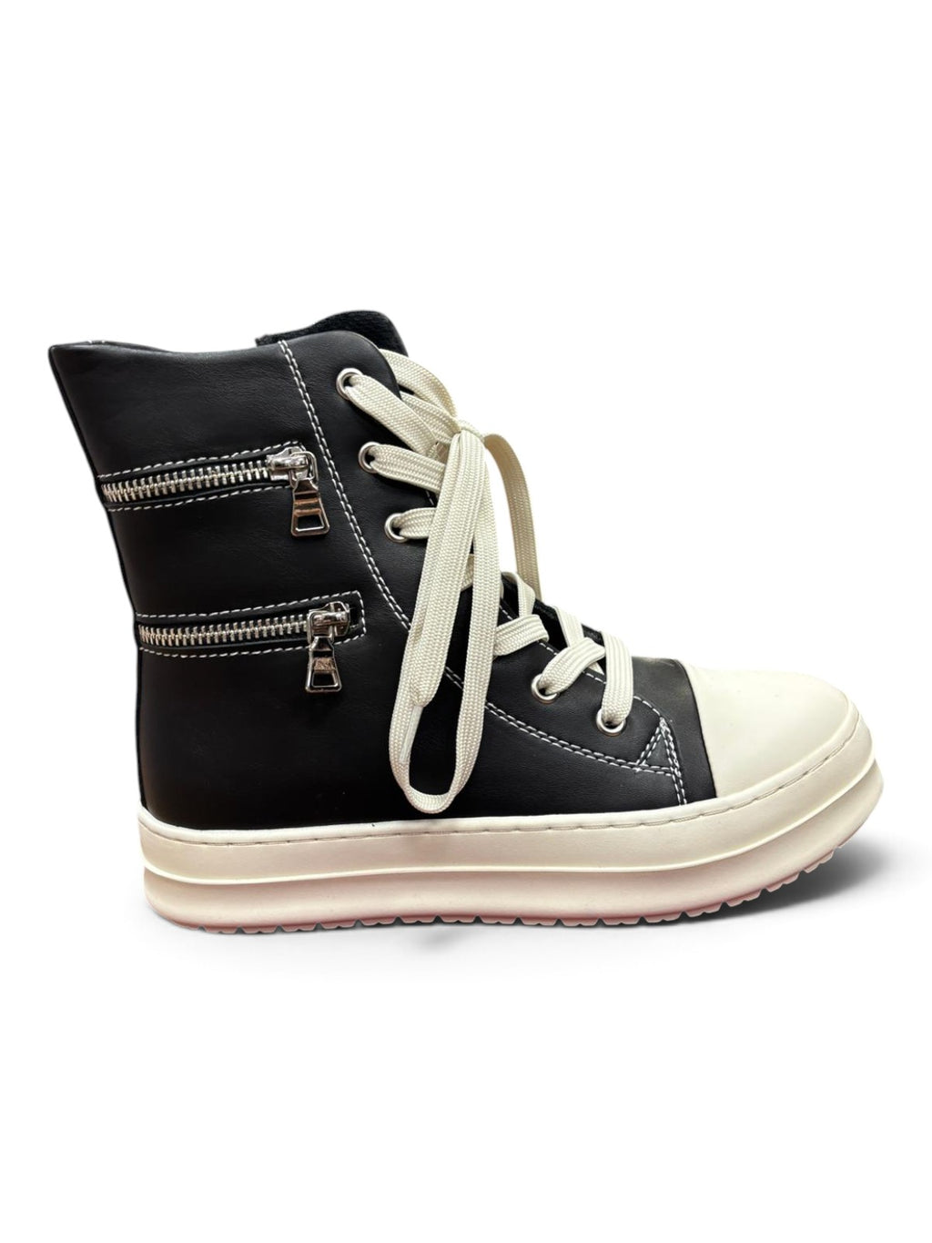 Sneakers High-Top Zip Nero & Bianco