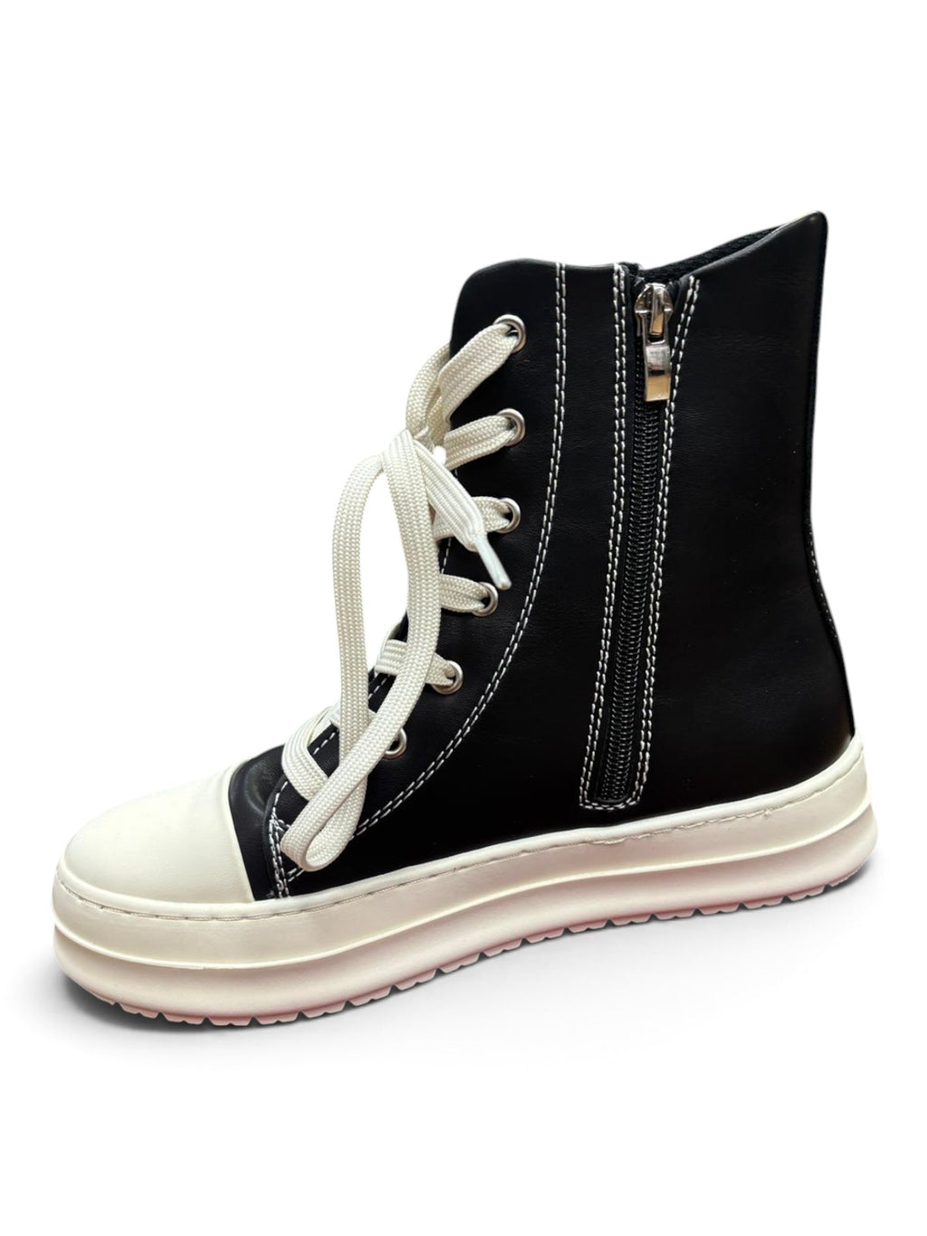 Sneakers High-Top Zip Nero & Bianco