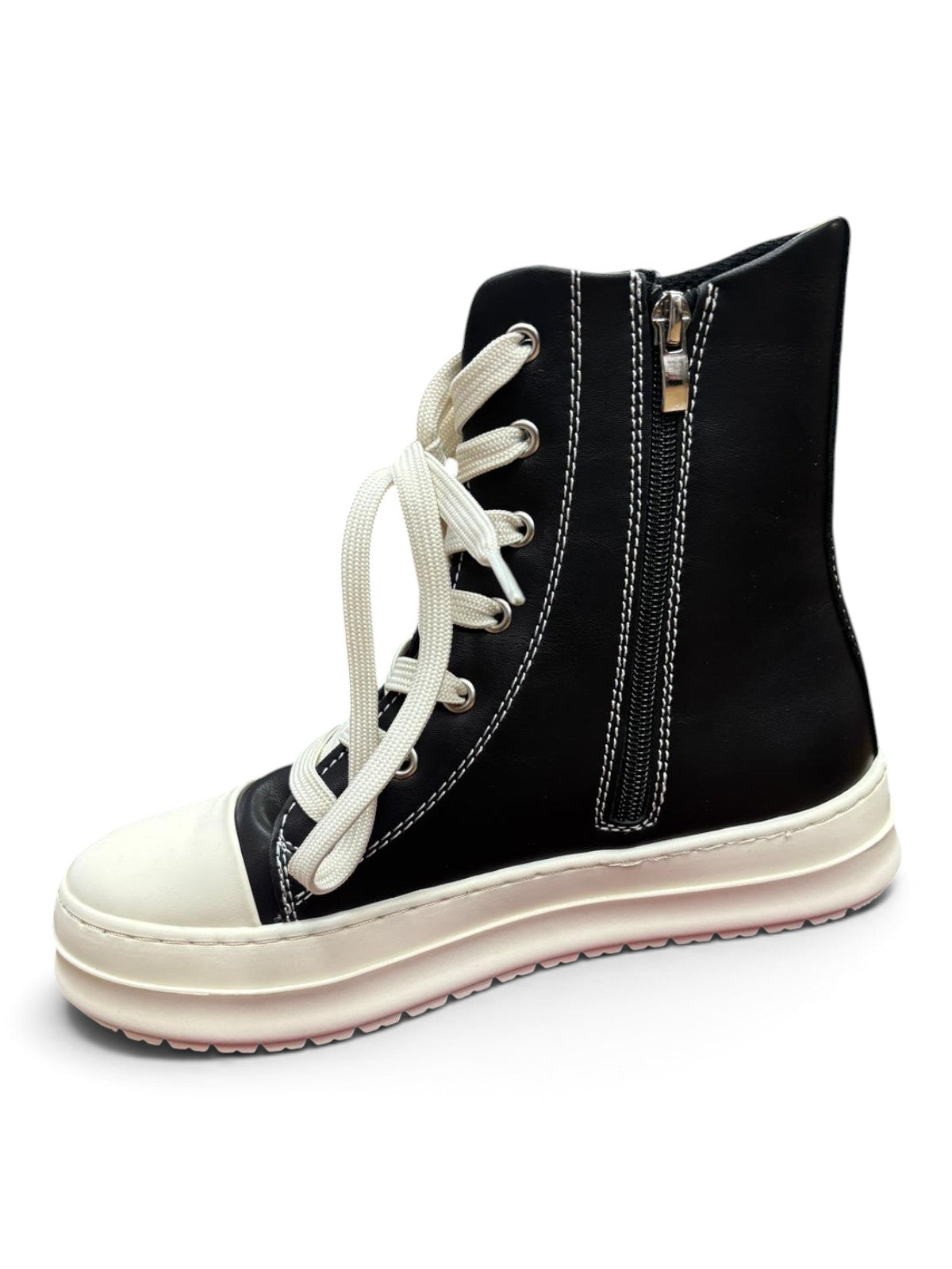Sneakers High-Top Zip Nero & Bianco