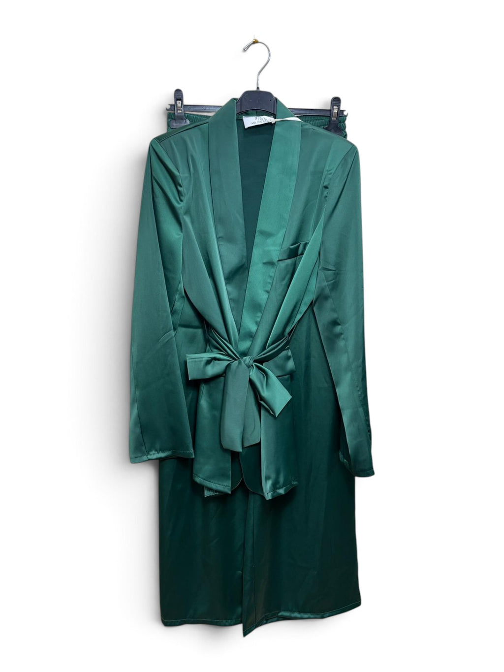 Completo Satin Palazzo Verde Smeraldo