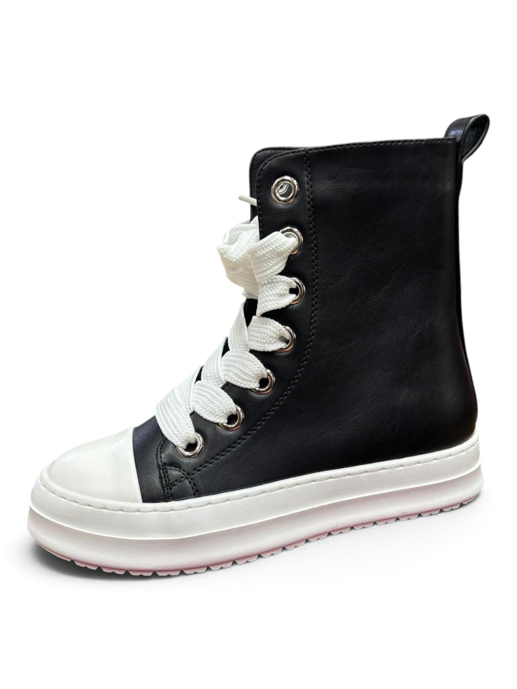 Sneakers High-Top Platform Nero & Bianco