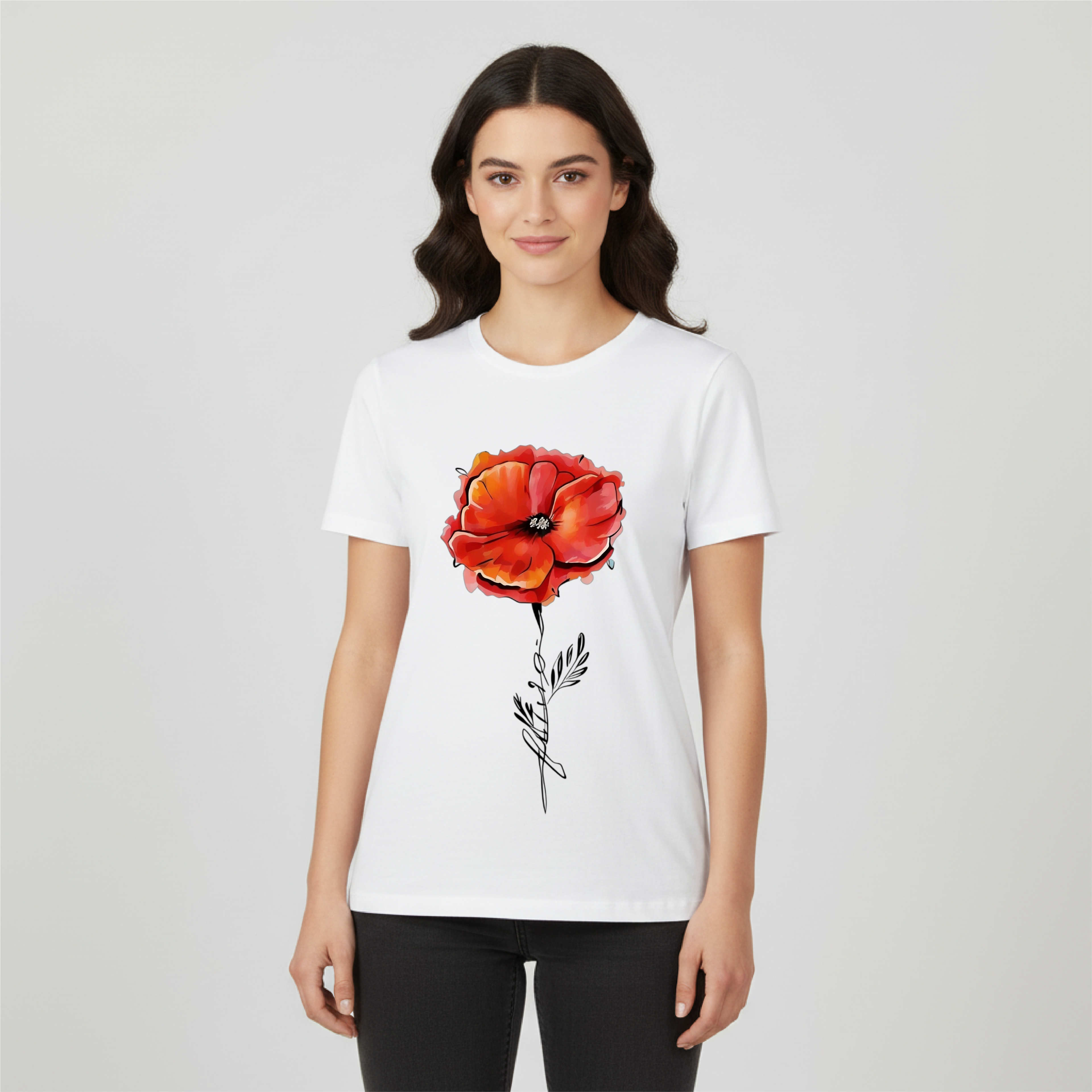 T SHIRT DONNA FIORE ROSSO