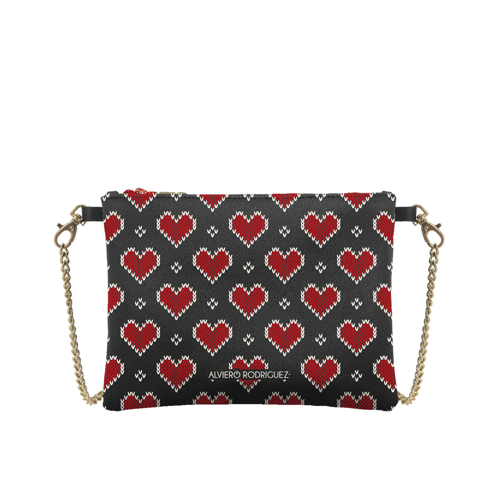 Pochette Teddy Nera Knit Hearts